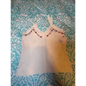 Americana Craft Floral Embroidered Knit Cami Top NWT Size M